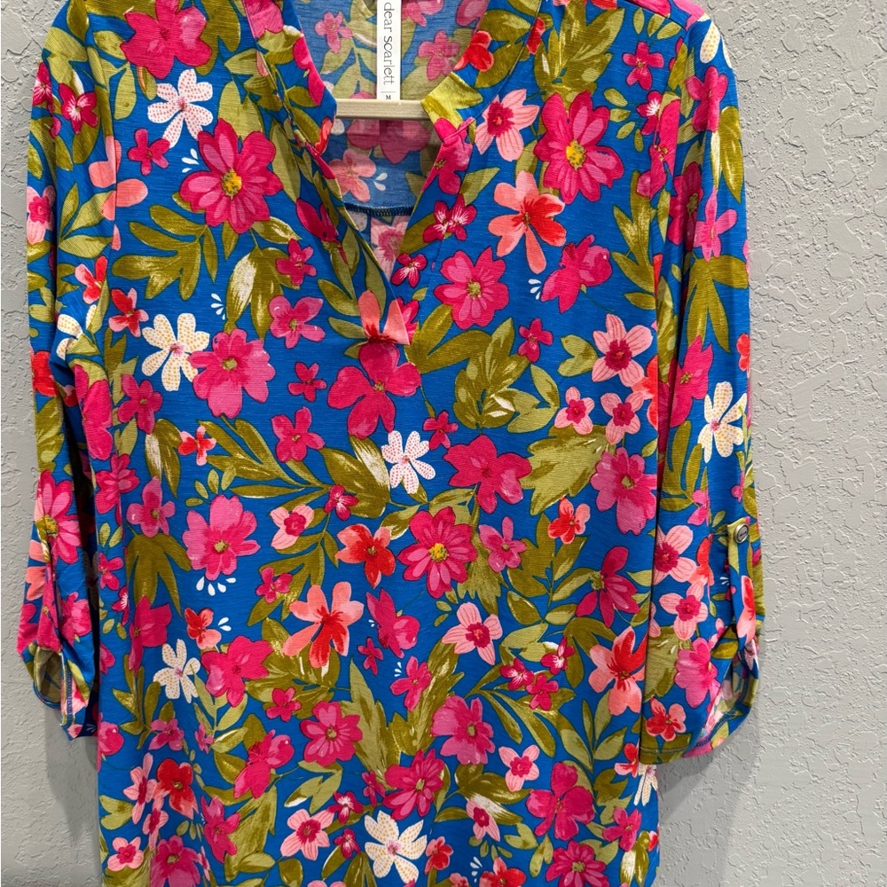 Scarlett Blue and Pink Floral Blouse